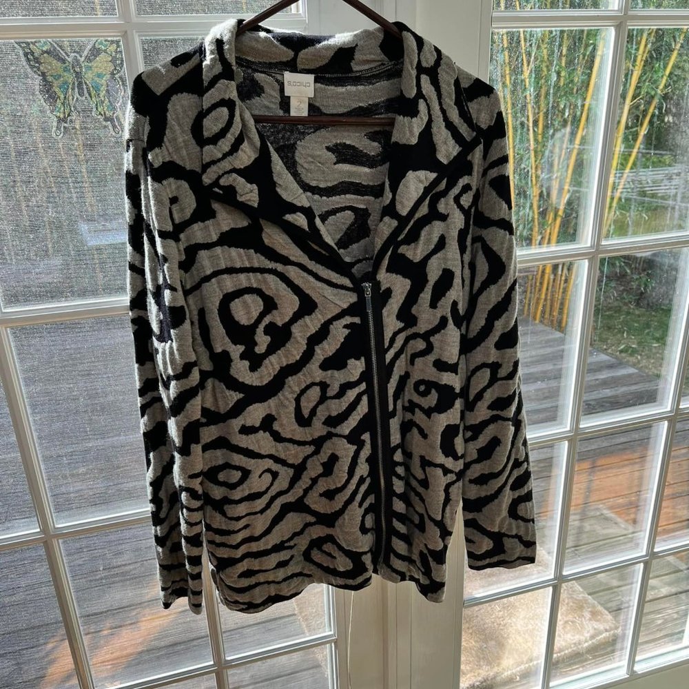 Chico's Black/Gray Sweater Jacket